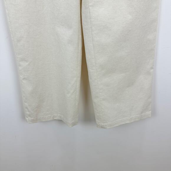 J.Crew Full Length Wide Leg Trouser Cotton Linen Blend Ivory Relaxed US 6 NWT - Picture 8 of 15